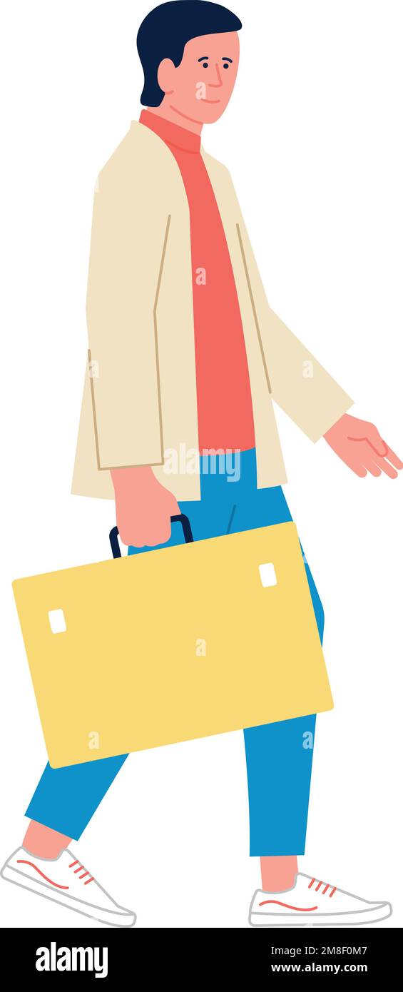 Young man going travel suitcase Stock Vector Images - Alamy