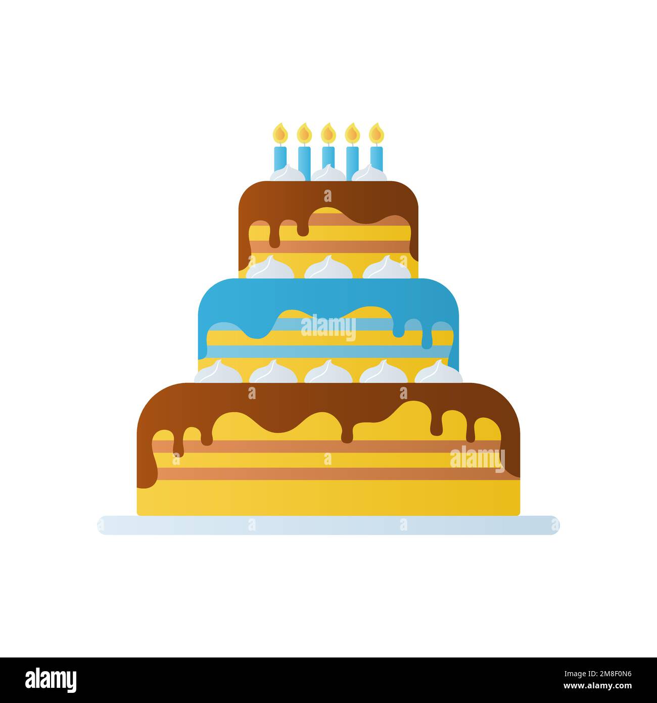 Birthday cake with candles. Isolated on white background. Vector ...
