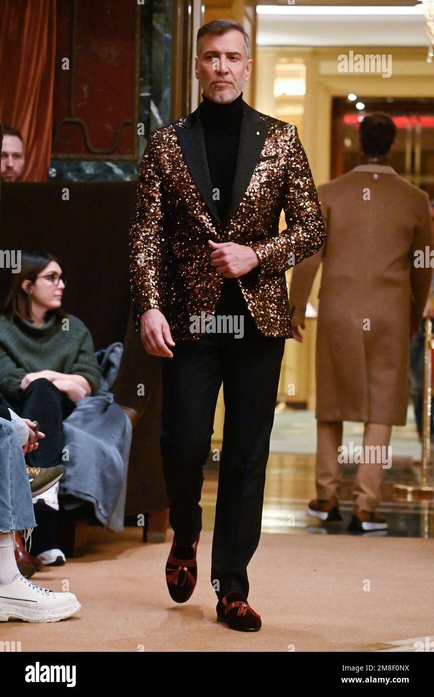 Milan, Italy. 13th Jan, 2023. Milan, Men Fashion Week, Fall Winter 2023