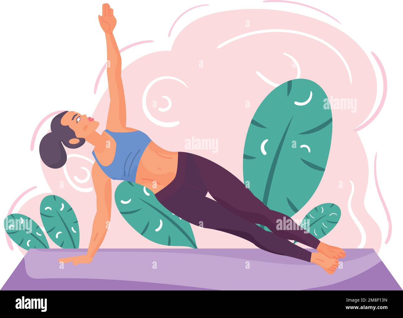 Flat girl cartoon character doing a yoga pose Vector Stock Vector Image