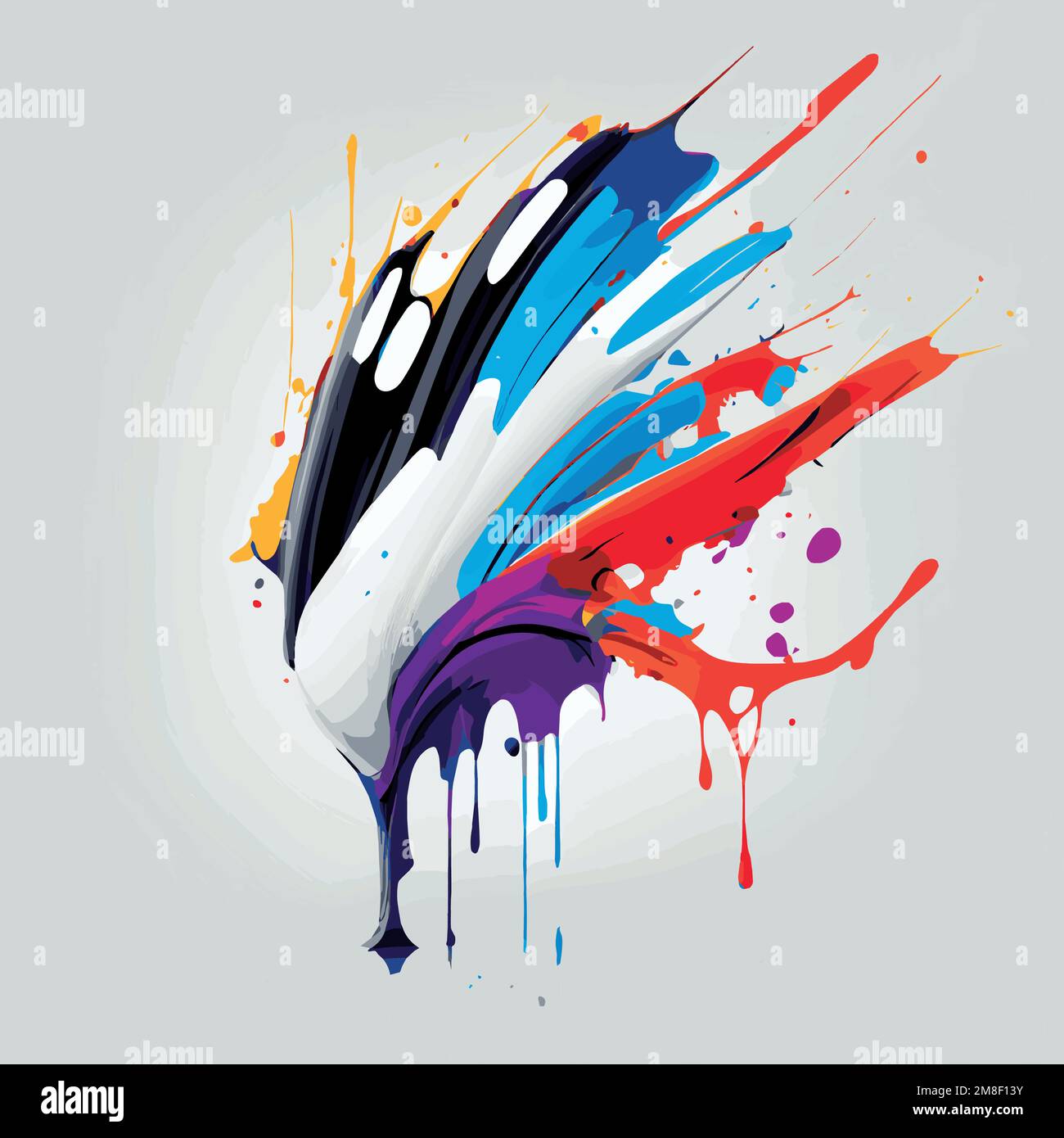 Smears, blots of colored paint on a white background, multicolored ...