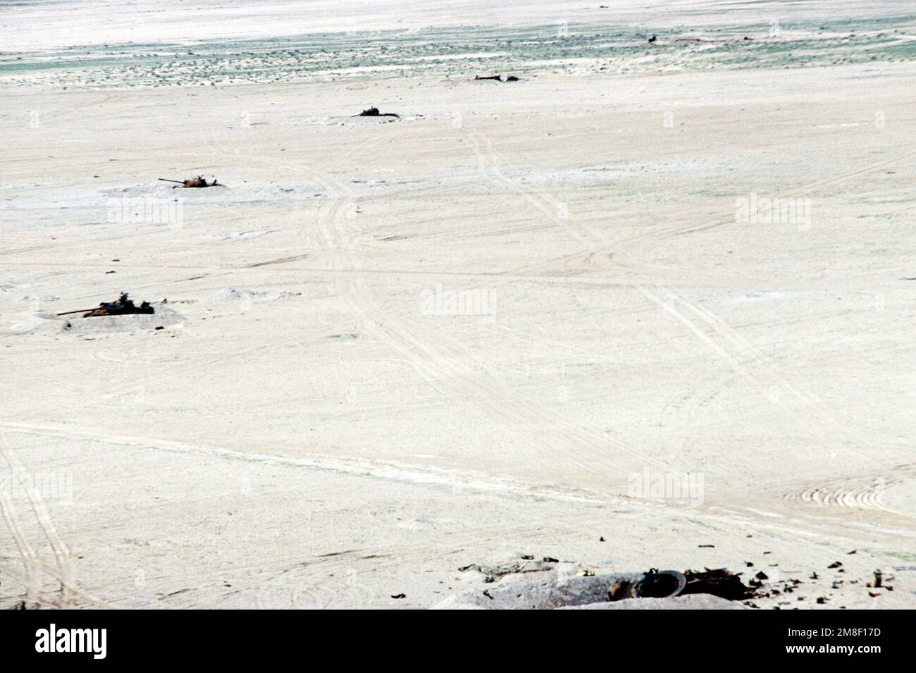 Iraqi T-55 main battle tanks destroyed during Operation Desert Storm ...