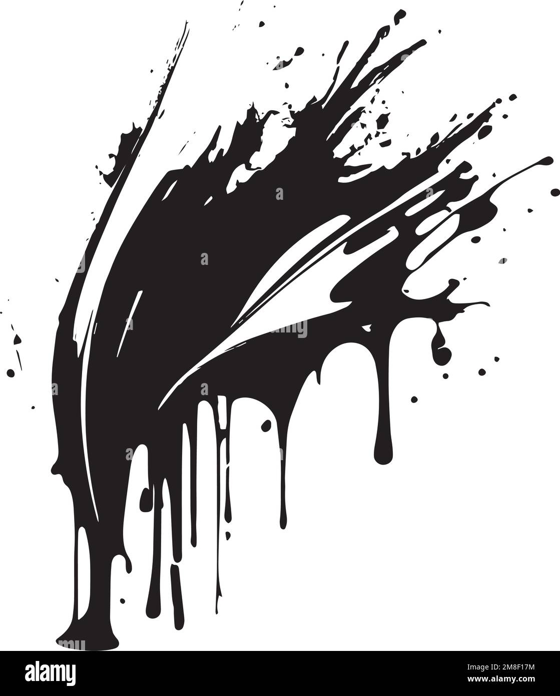 Smears, blots of black paint on a white background, dark colors