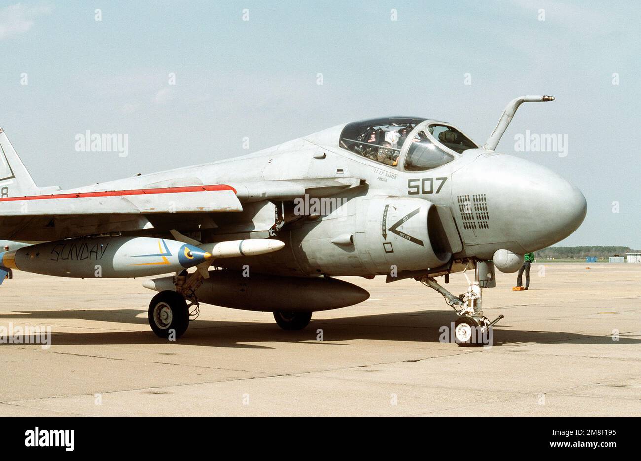 Va 75 An Attack Squadron 75 (VA-75) A-6E Intruder aircraft taxis across the ...