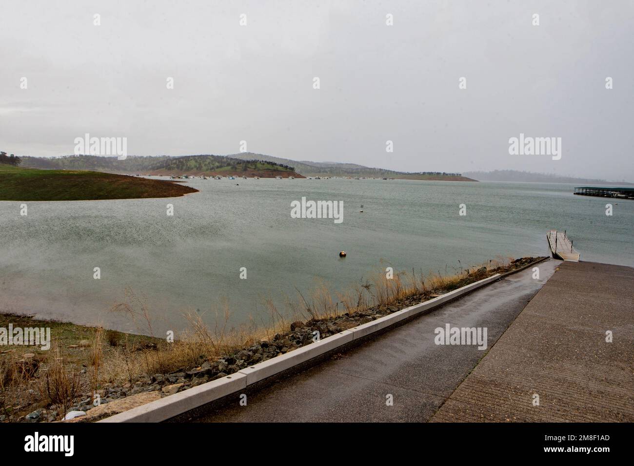 Tuolumne County, CA, USA. 13th Jan, 2023. A boat launch into Don Pedro