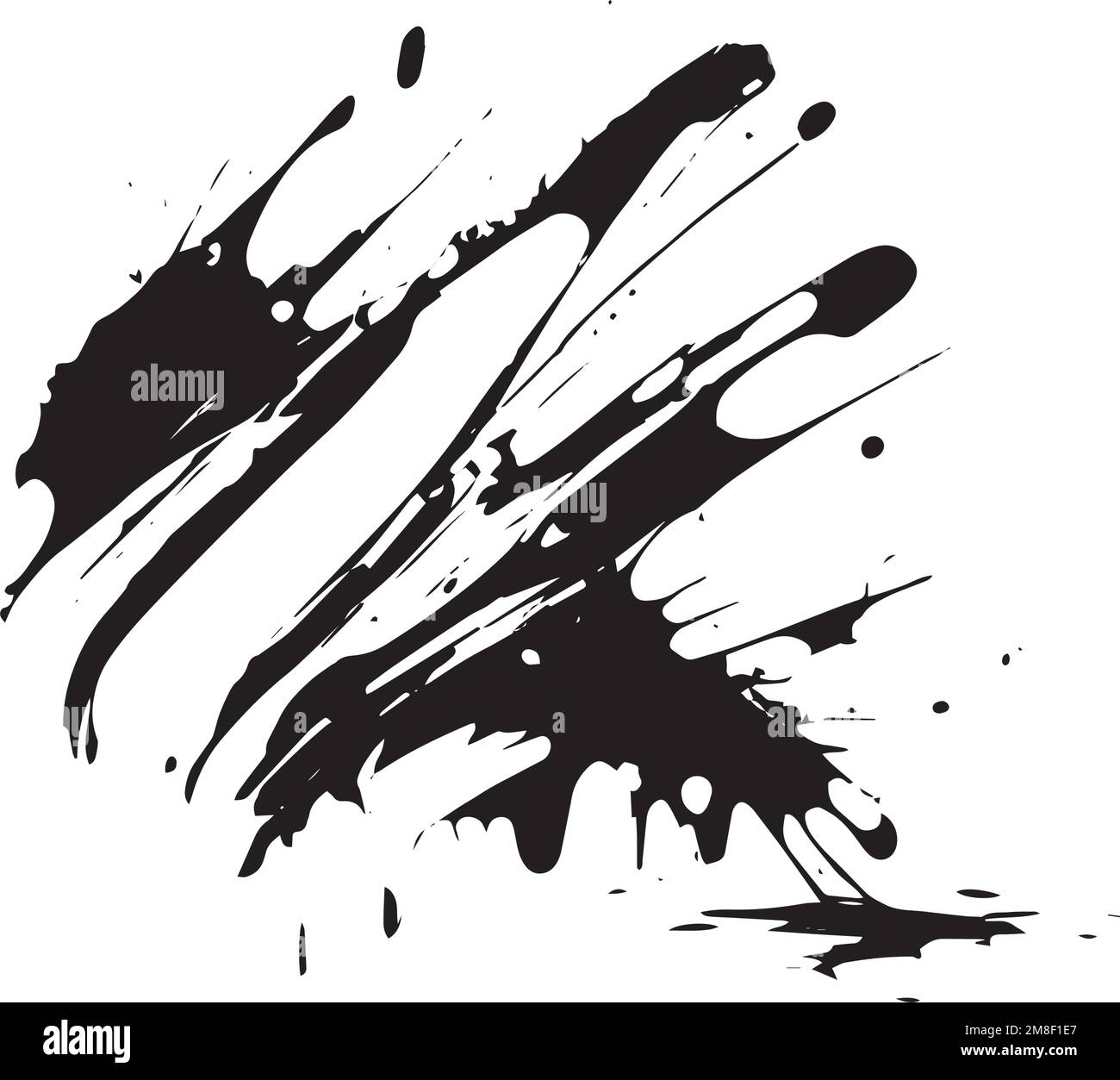 Smears, blots of black paint on a white background, dark colors