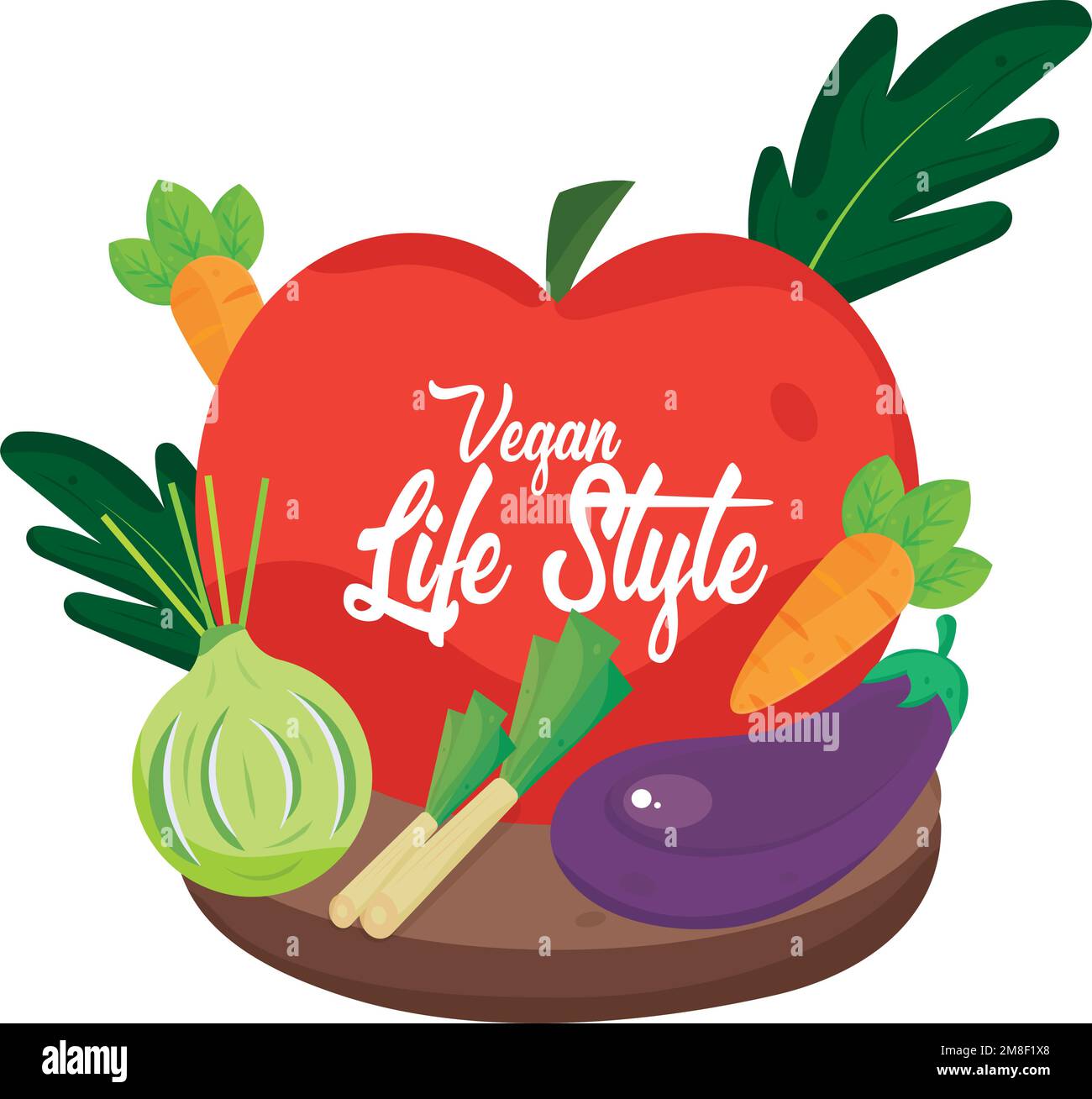 Vegan lifestyle poster with group of colored vegetables Vector Stock ...
