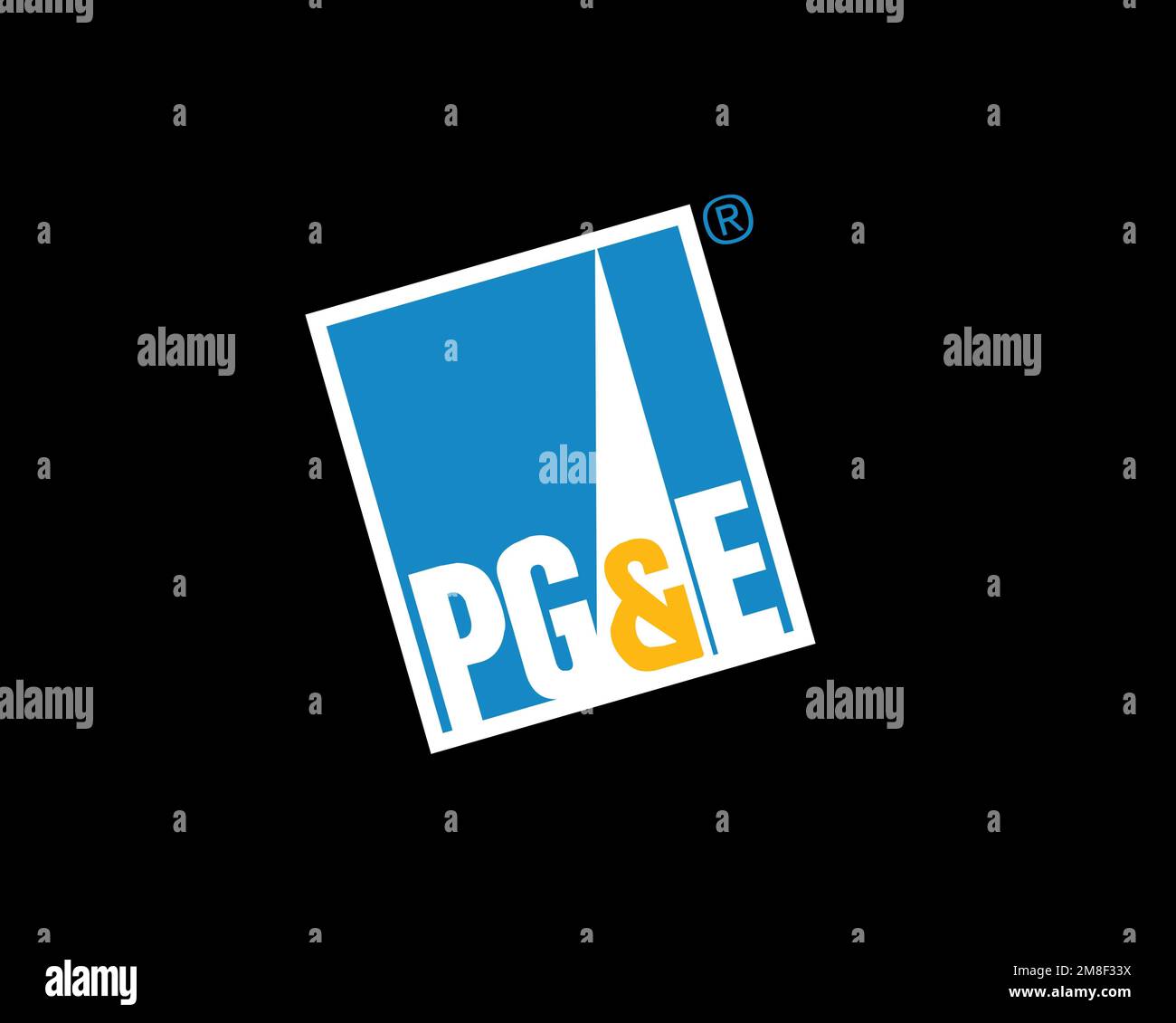 Pacific Gas and Electric Company, Rotated Logo, Black Background Stock