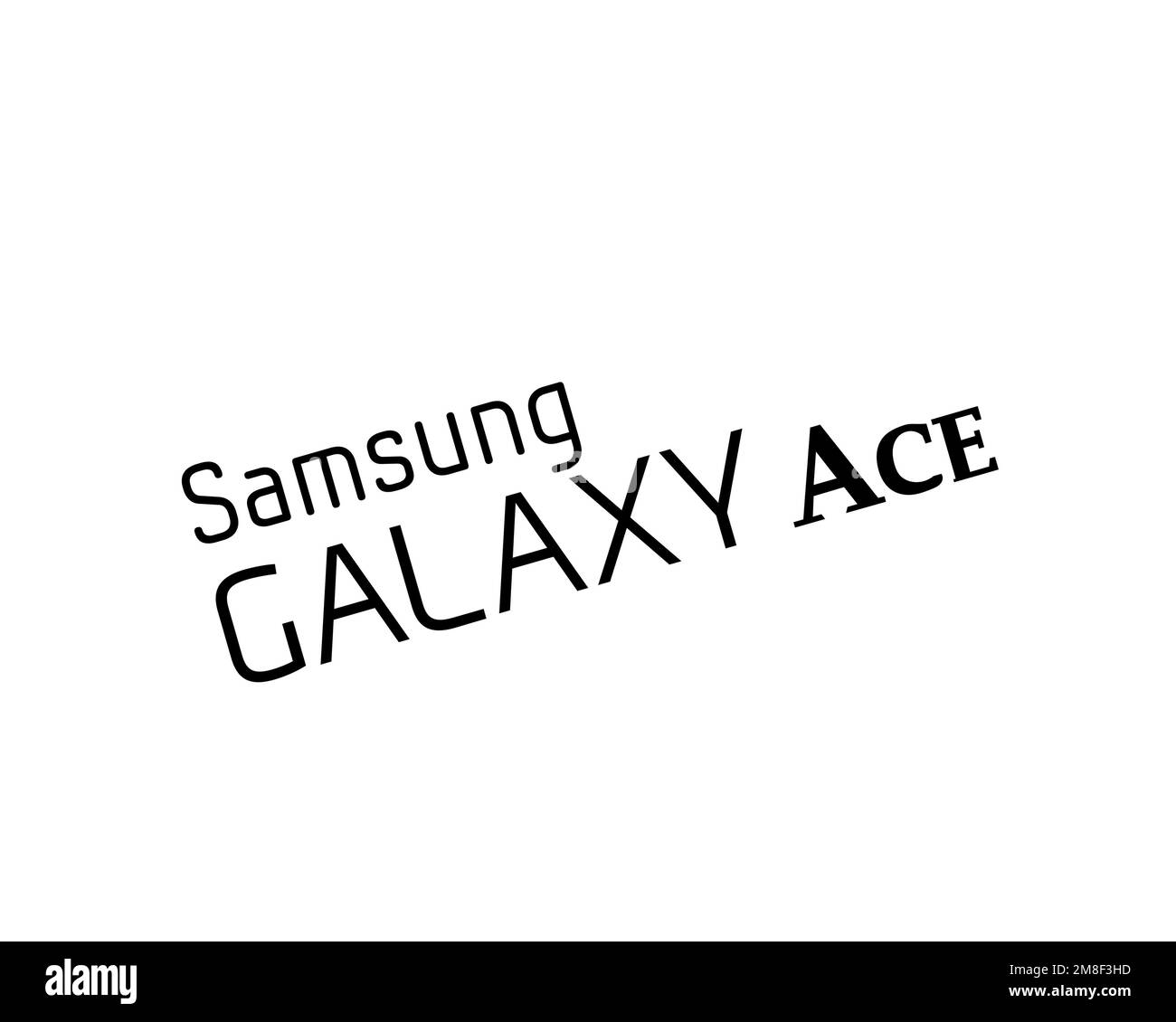 Samsung Galaxy Ace, Rotated Logo, White Background Stock Photo