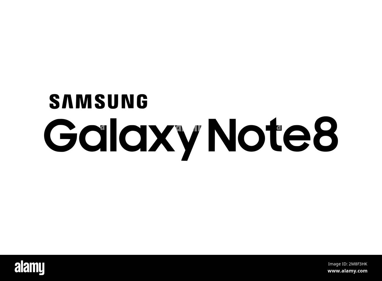 Samsung Galaxy Note 8, Logo, White Background Stock Photo