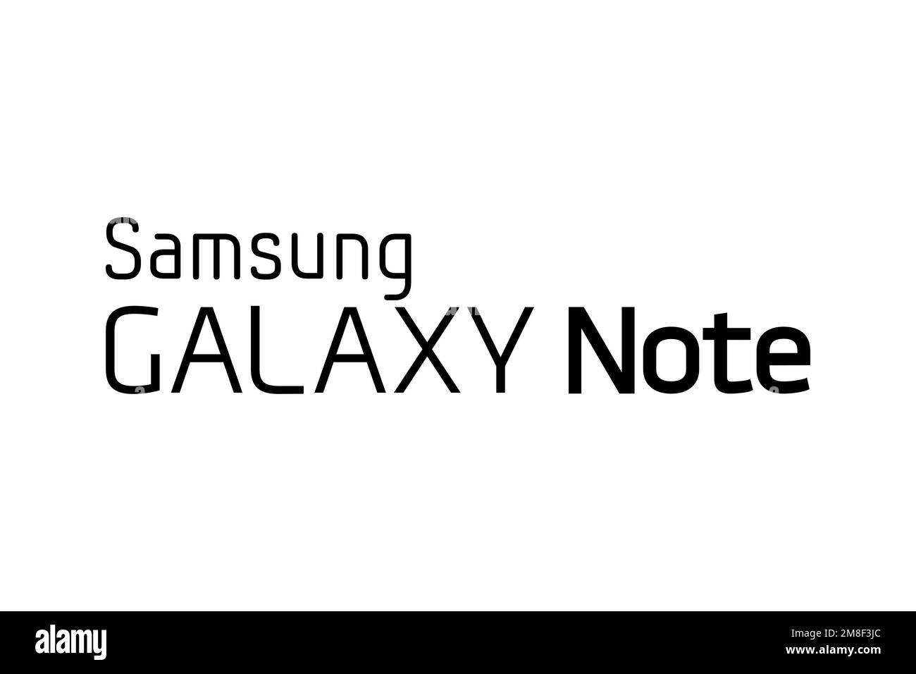 Samsung Galaxy Note original, Logo, White background Stock Photo
