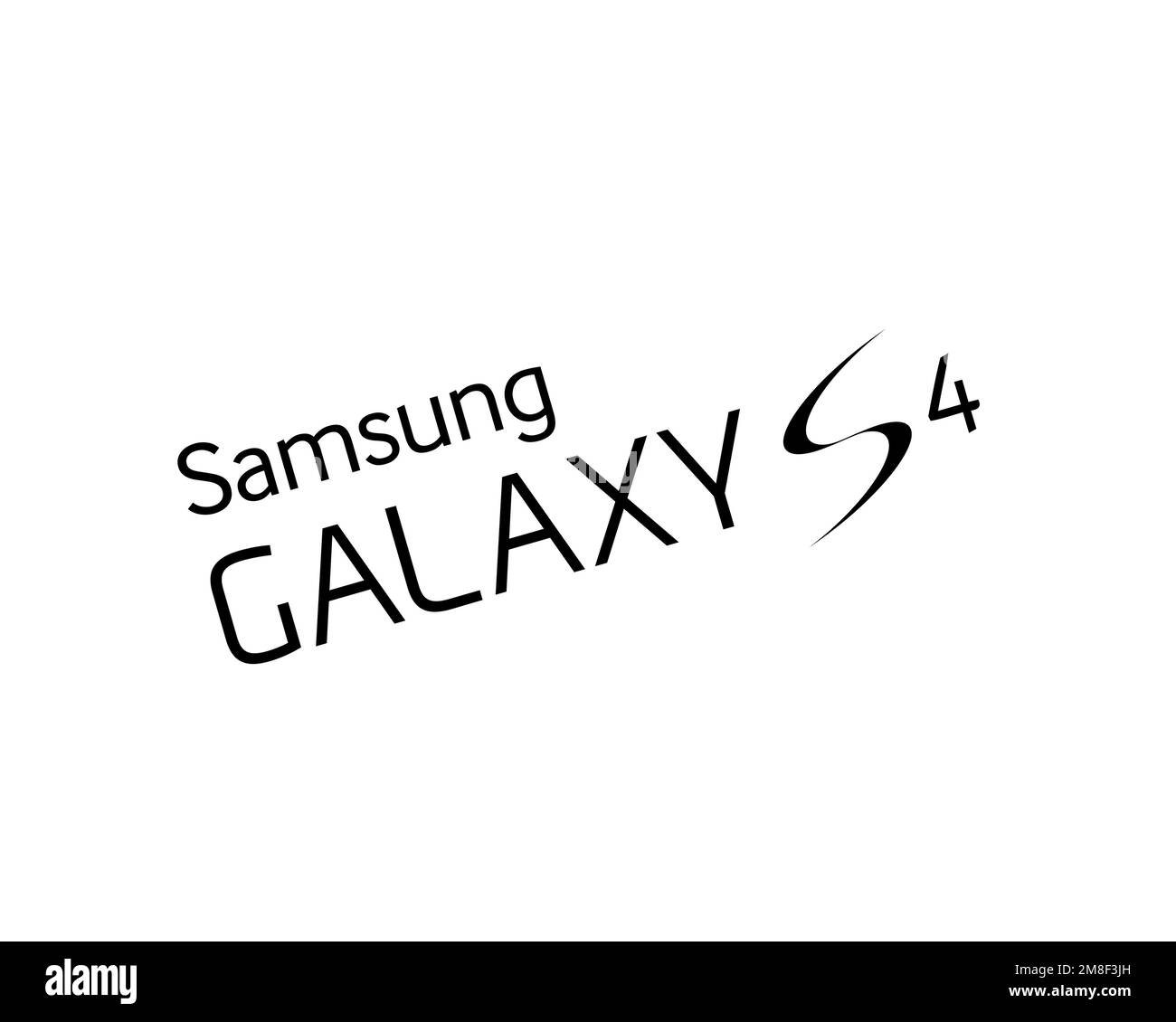 Samsung Galaxy S4, rotated logo, white background Stock Photo