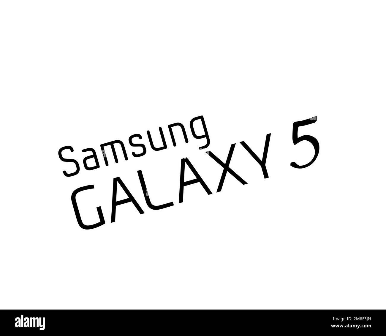 Samsung Galaxy 5, rotated logo, white background Stock Photo