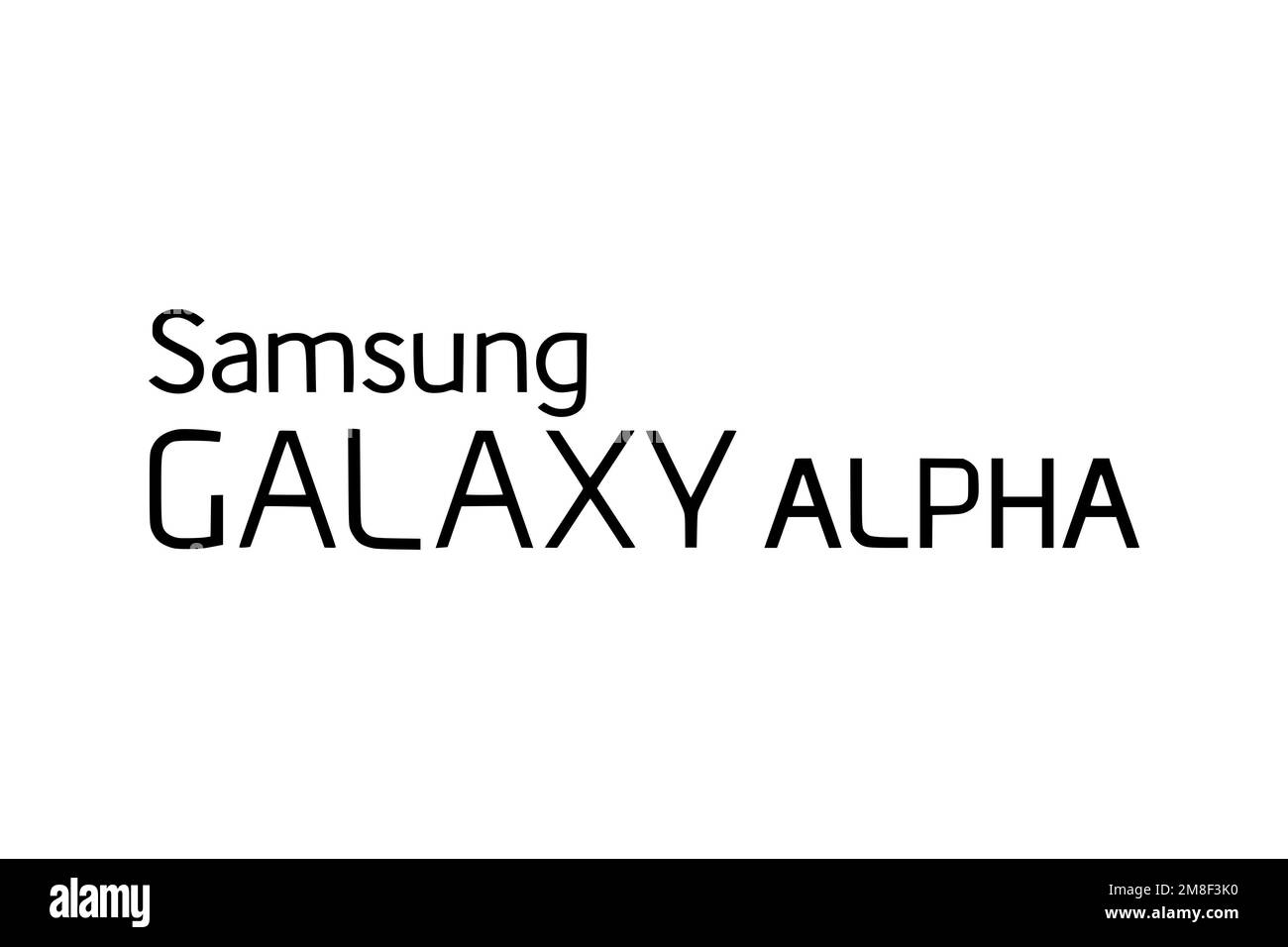 Samsung Galaxy Alpha, Logo, White Background Stock Photo