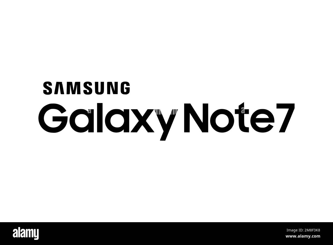 Samsung Galaxy Note 7, Logo, White Background Stock Photo