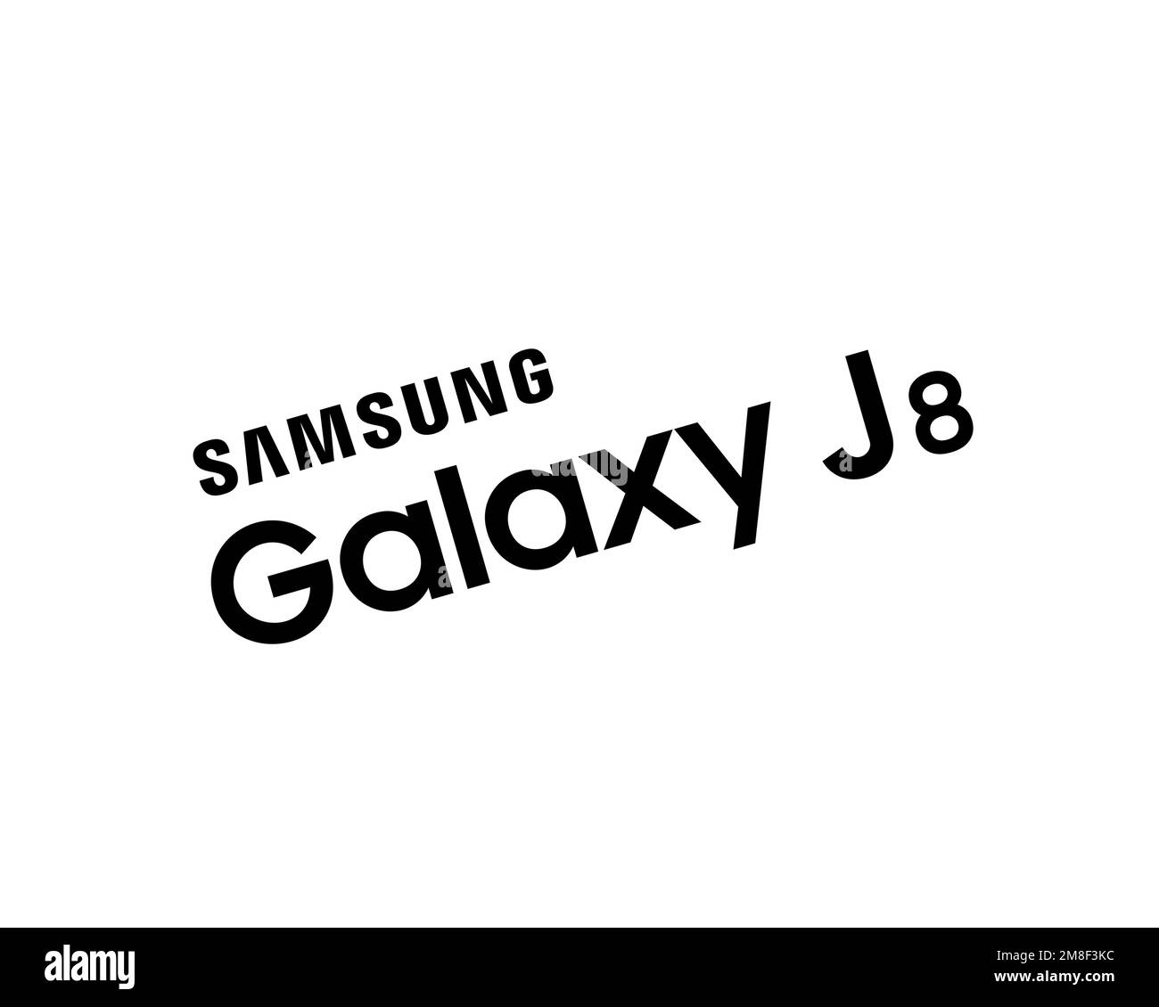 Samsung Galaxy J8, Rotated Logo, White Background Stock Photo