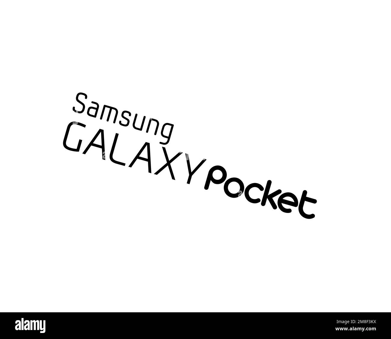 Samsung Galaxy Pocket, Rotated Logo, White Background B Stock Photo