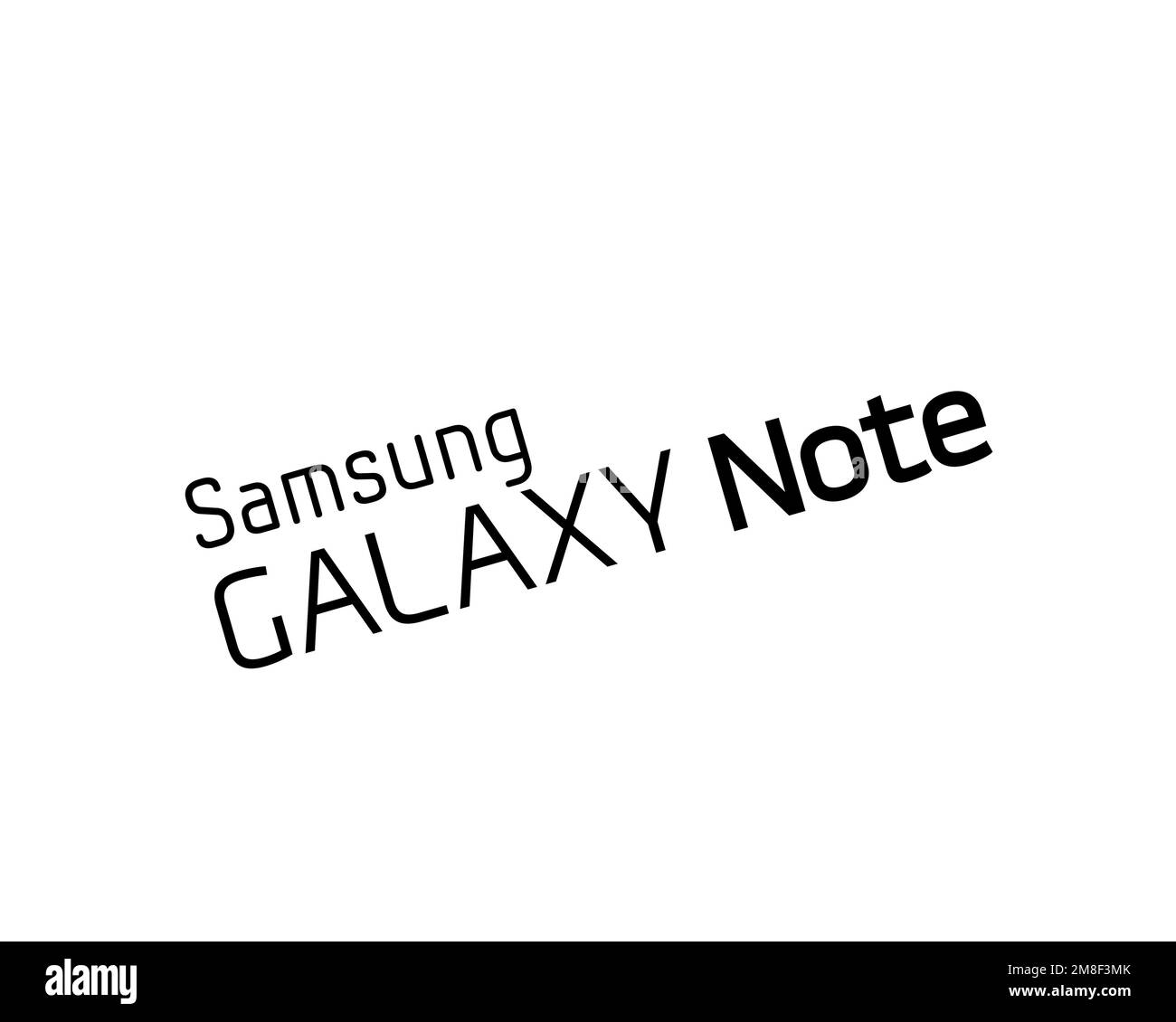 Samsung Galaxy Note original, rotated logo, white background Stock Photo
