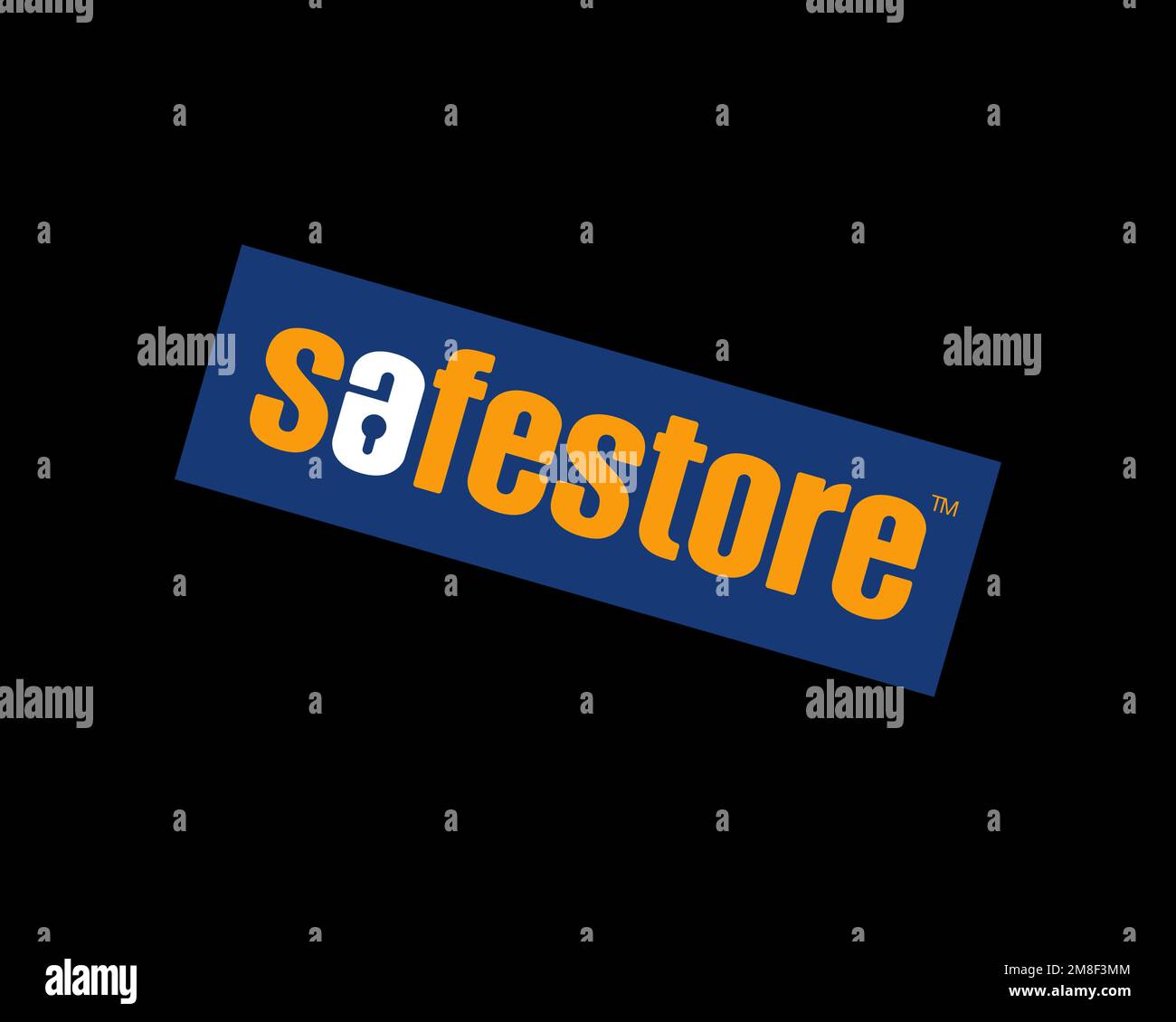 Safestore, rotated logo, black background B Stock Photo Alamy
