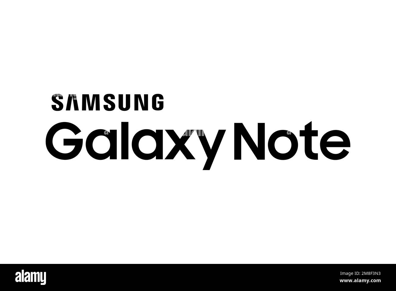 Samsung Galaxy Note series, Logo, White background Stock Photo
