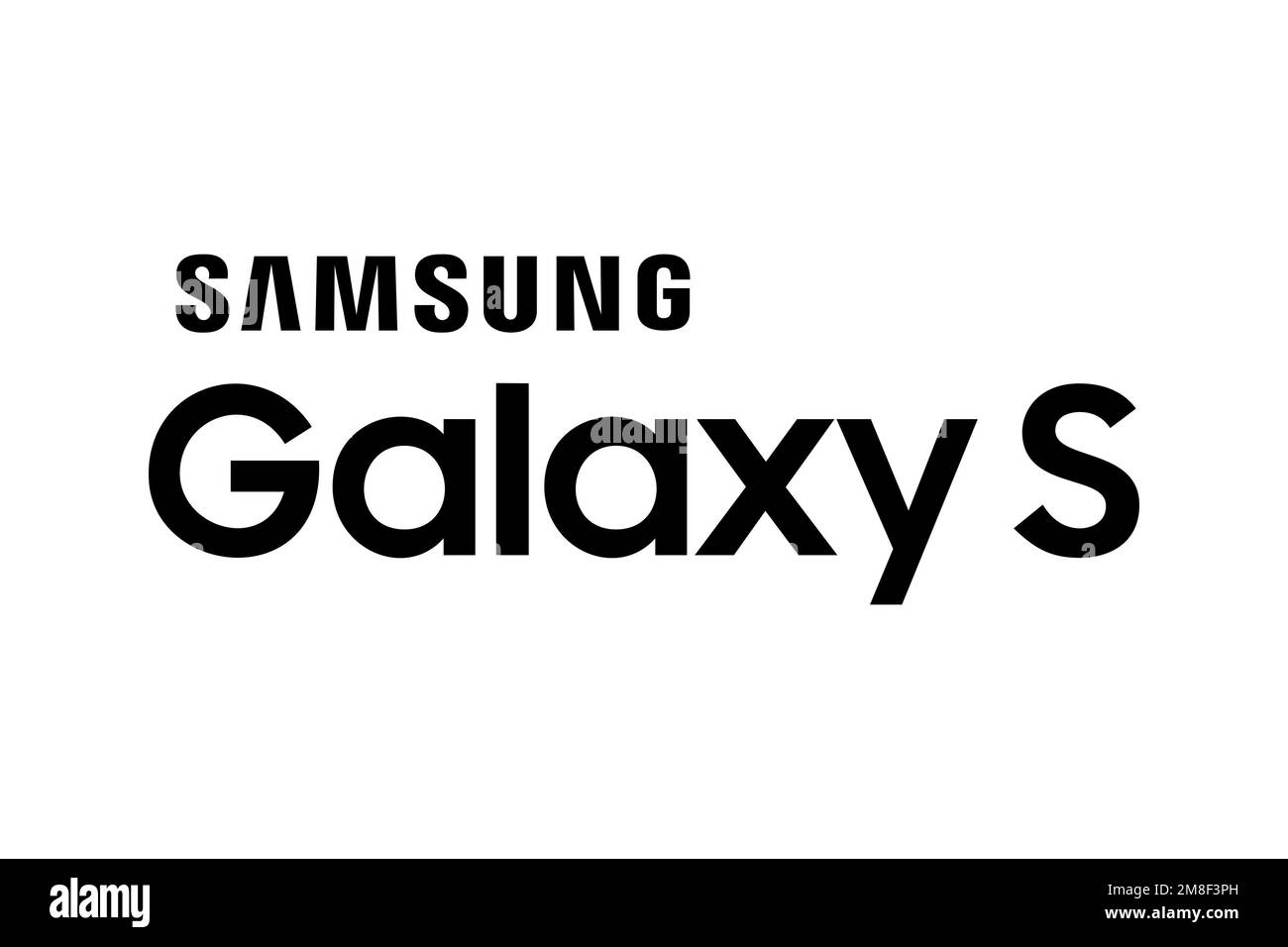 Samsung Galaxy S series, Logo, White background Stock Photo