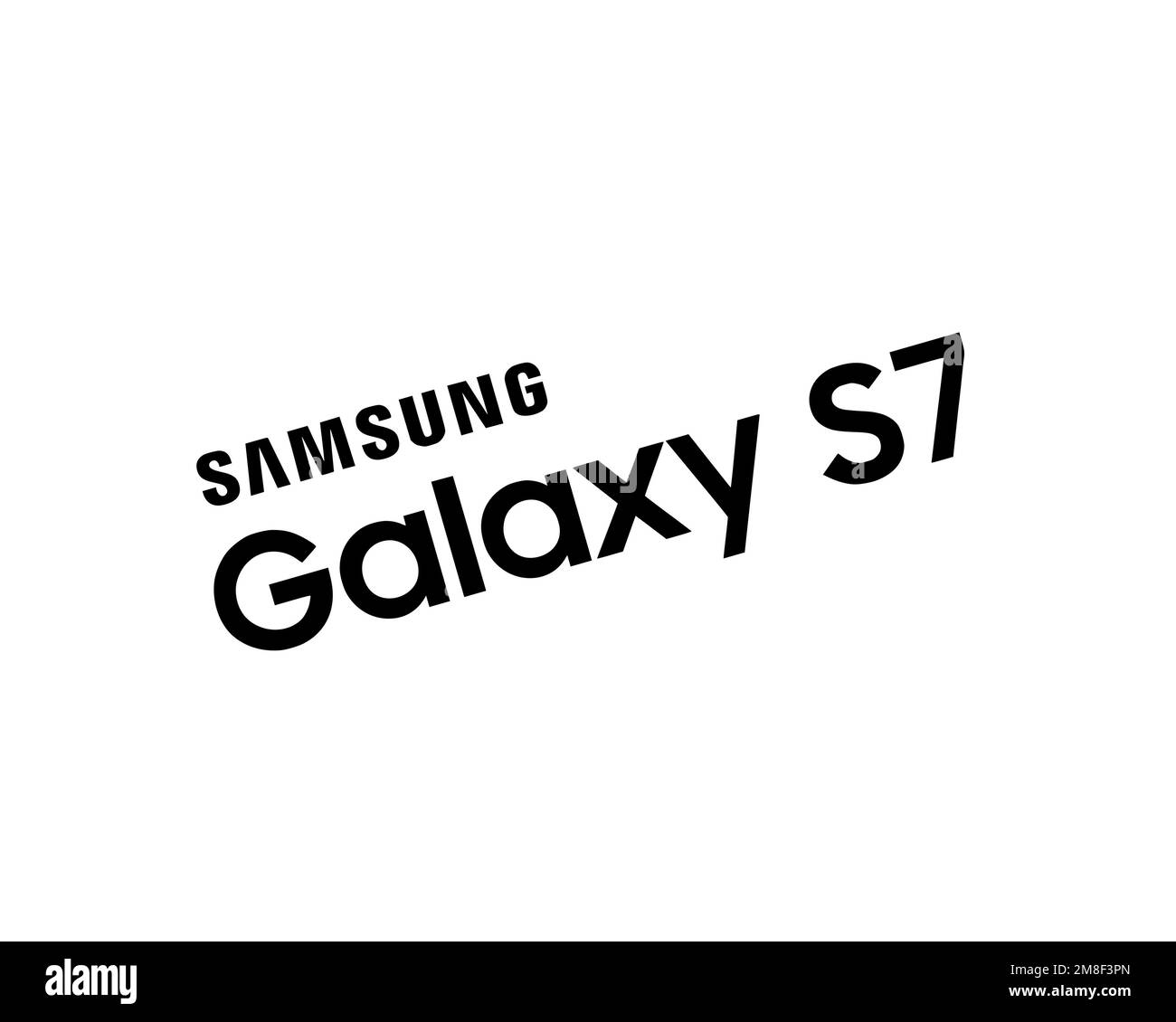 Samsung Galaxy S7, rotated logo, white background Stock Photo