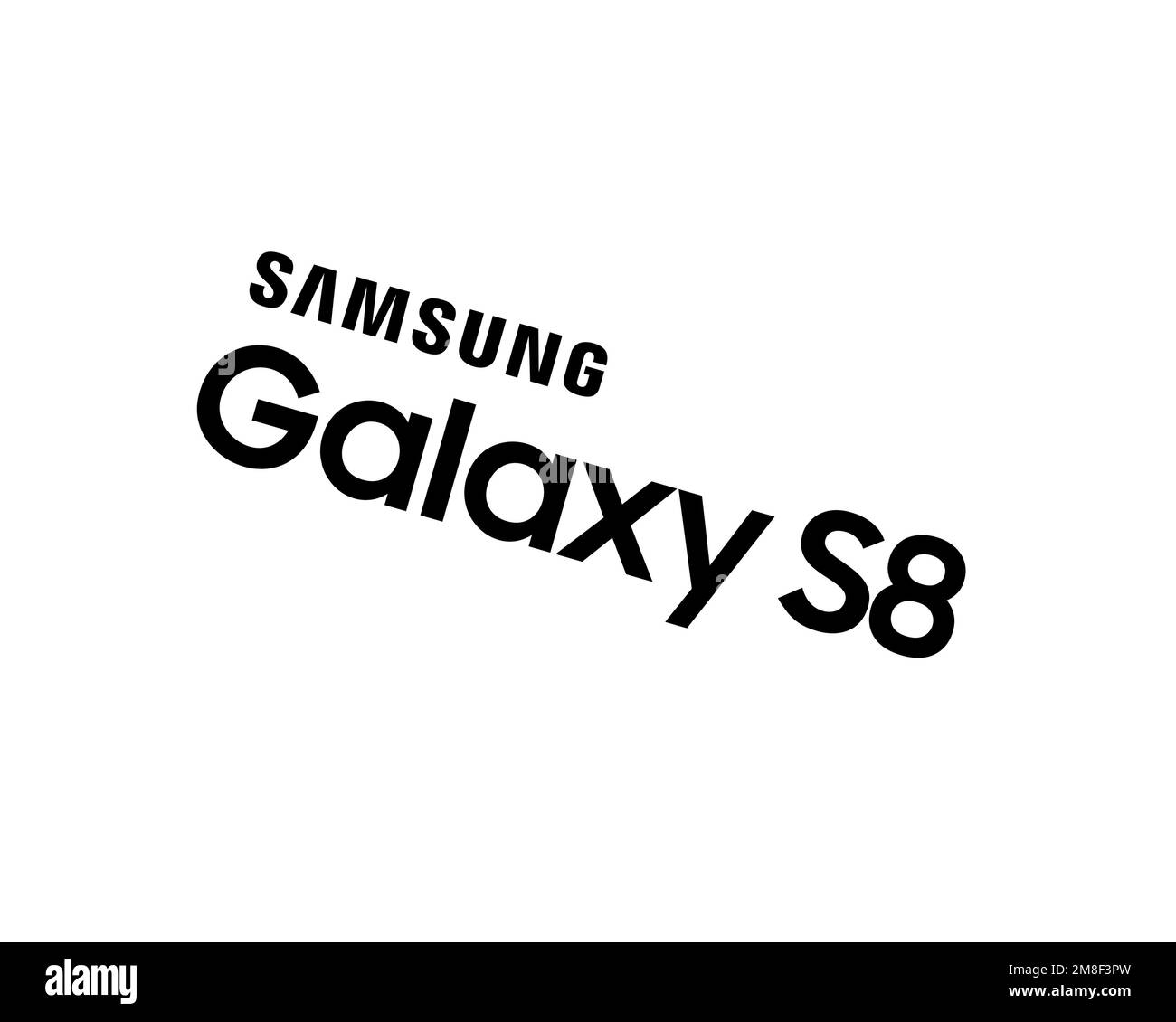 Samsung Galaxy S8, Rotated Logo, White Background B Stock Photo