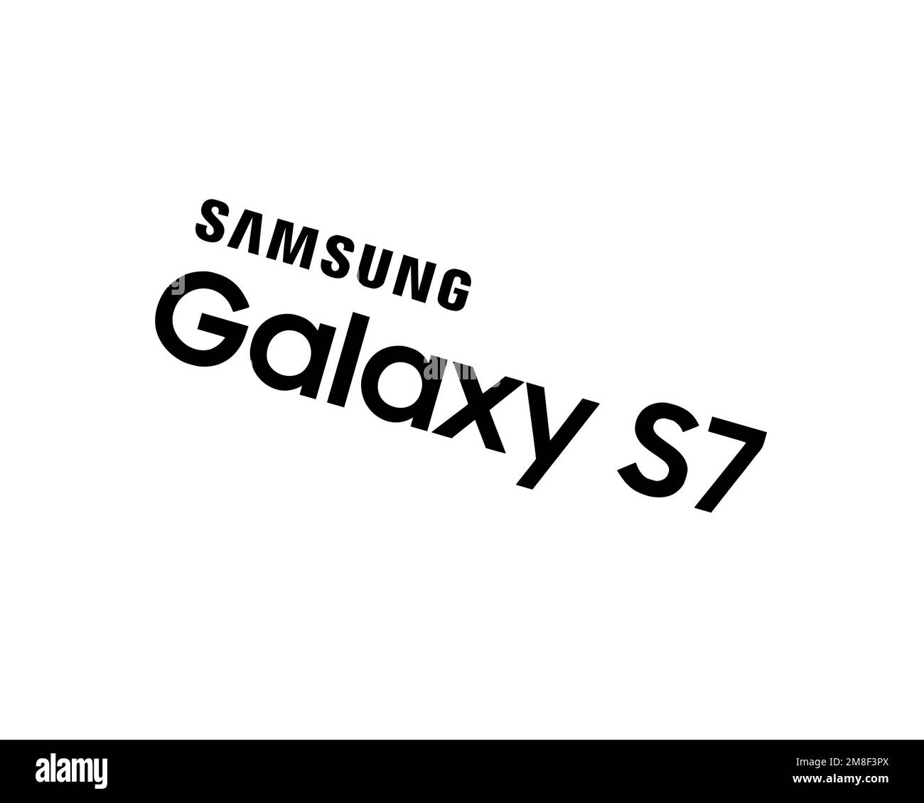Samsung Galaxy S7, Rotated Logo, White Background B Stock Photo
