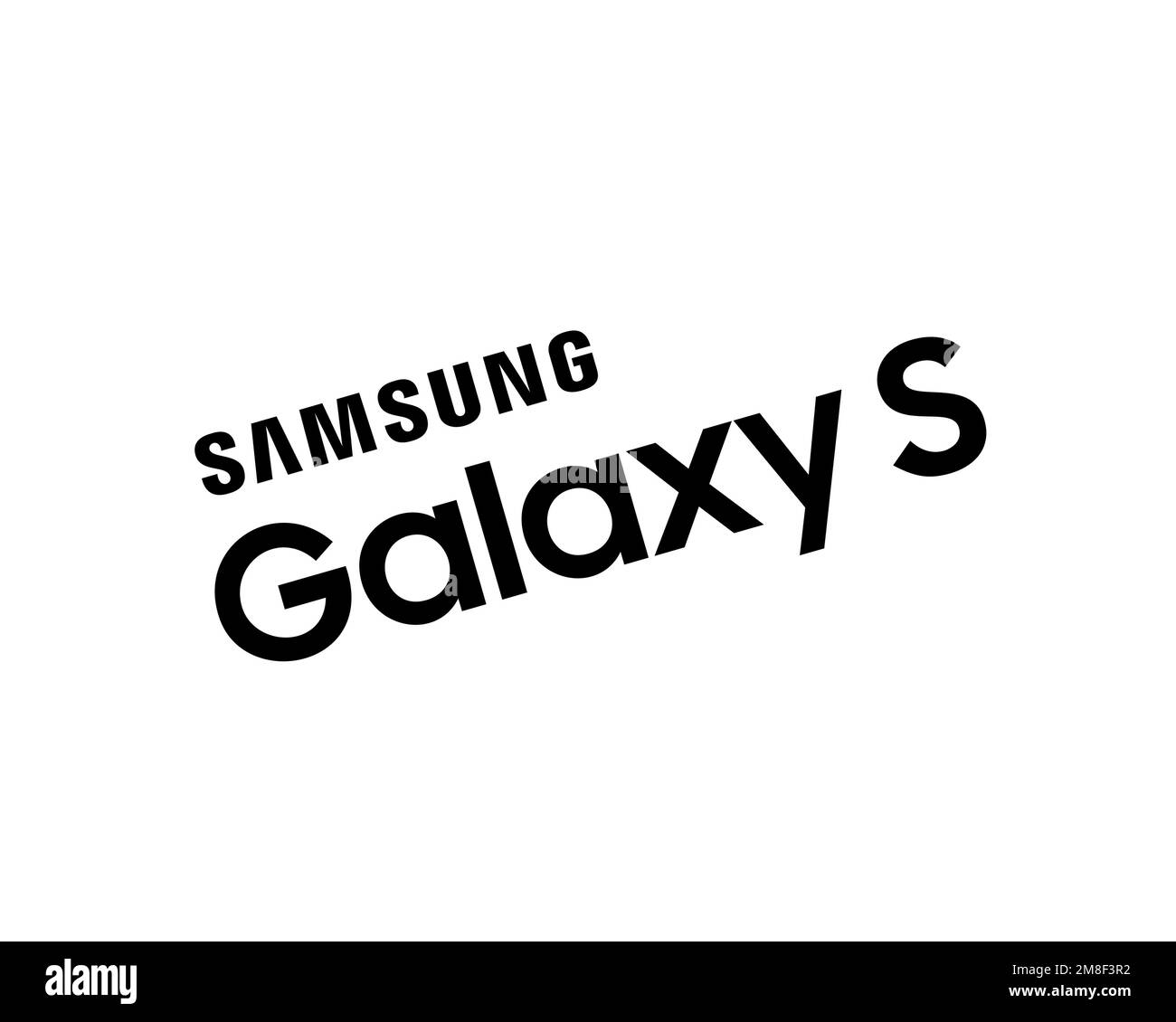 Samsung Galaxy S series, rotated logo, white background Stock Photo