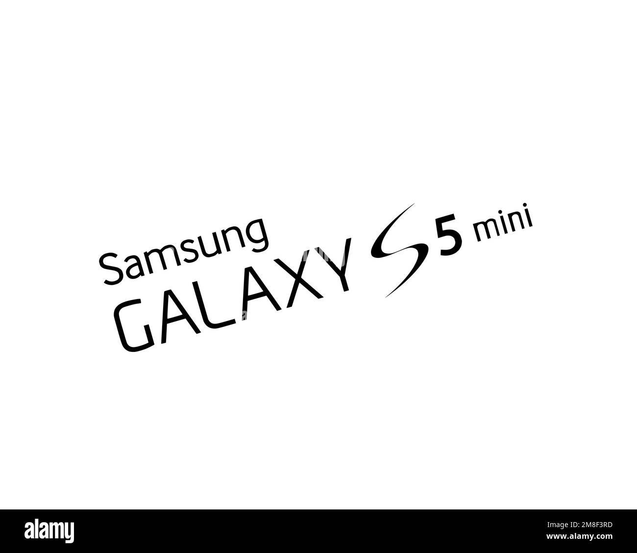 Samsung Galaxy S5 Mini, Rotated Logo, White Background Stock Photo