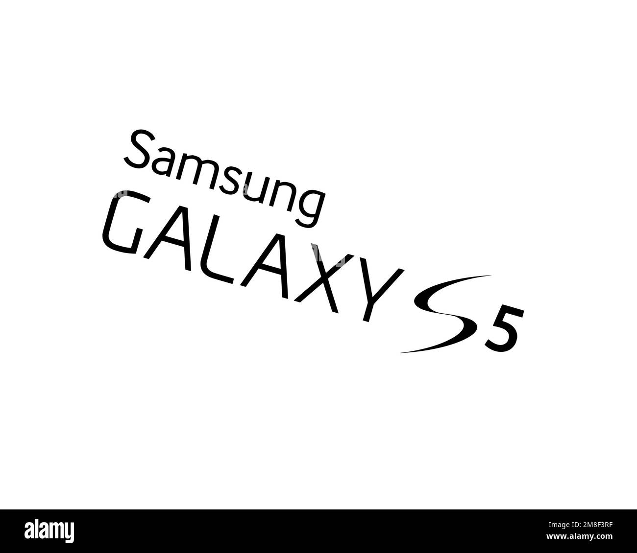 Samsung Galaxy S5, Rotated Logo, White Background B Stock Photo