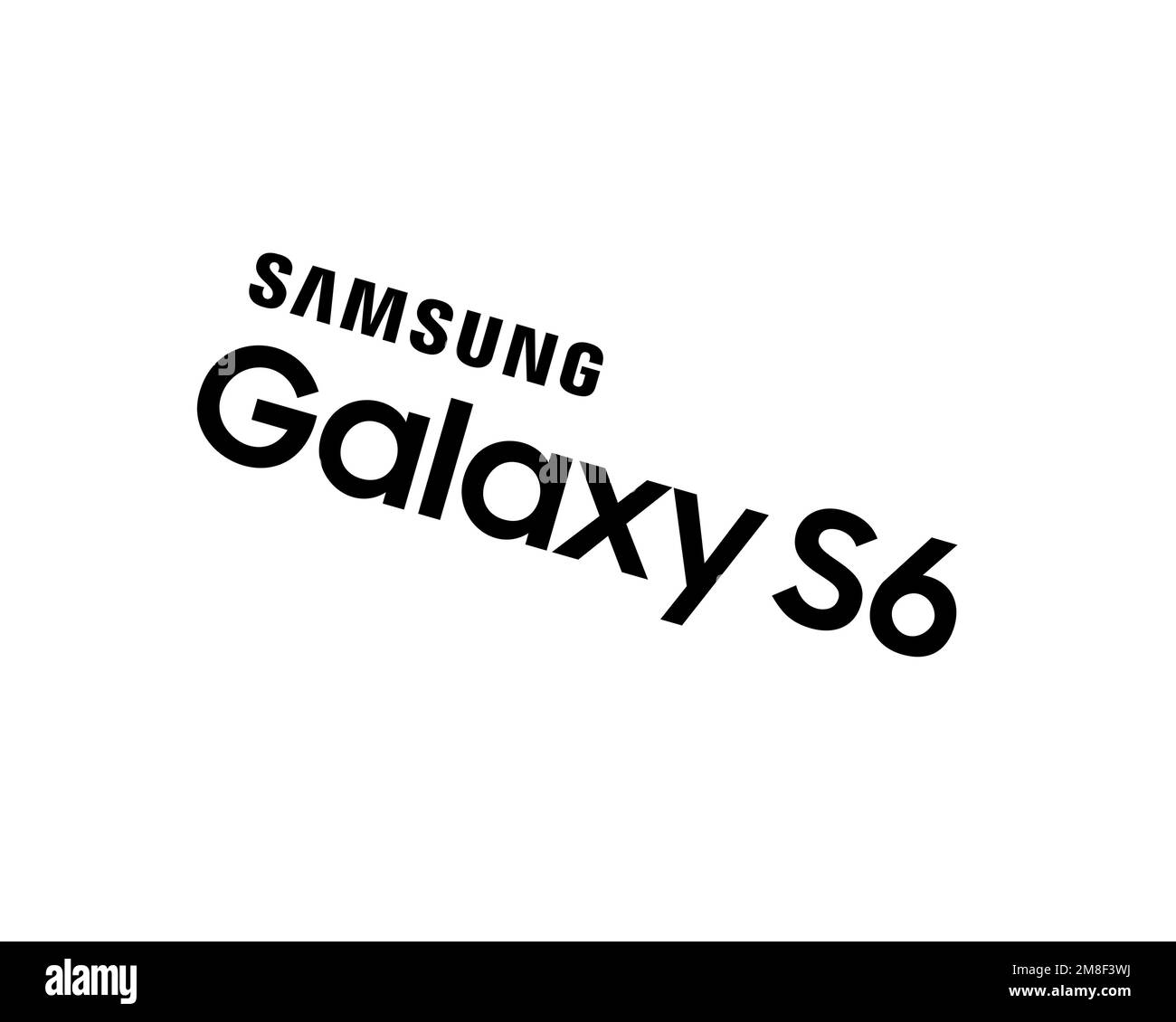 Samsung Galaxy S6, Rotated Logo, White Background B Stock Photo