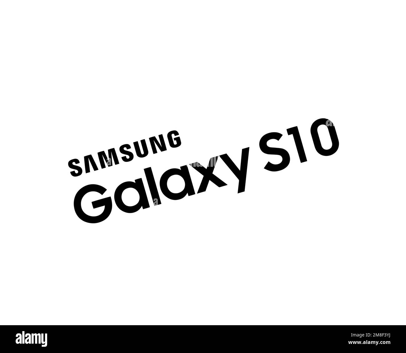 Samsung Galaxy S10, rotated logo, white background Stock Photo