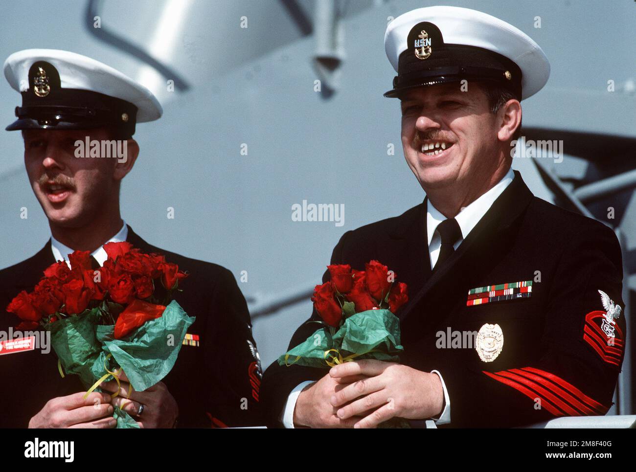 Two chief petty officers aboard the nuclear-powered guided missile ...