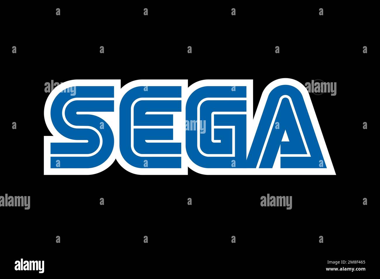 Sega, Logo, Black background Stock Photo
