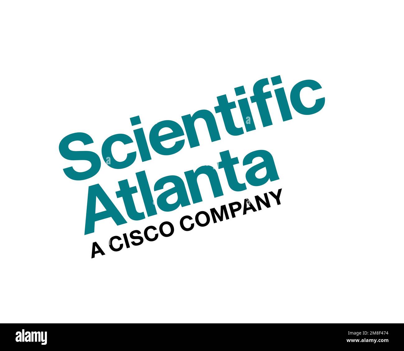 Scientific Atlanta, rotated logo, white background Stock Photo