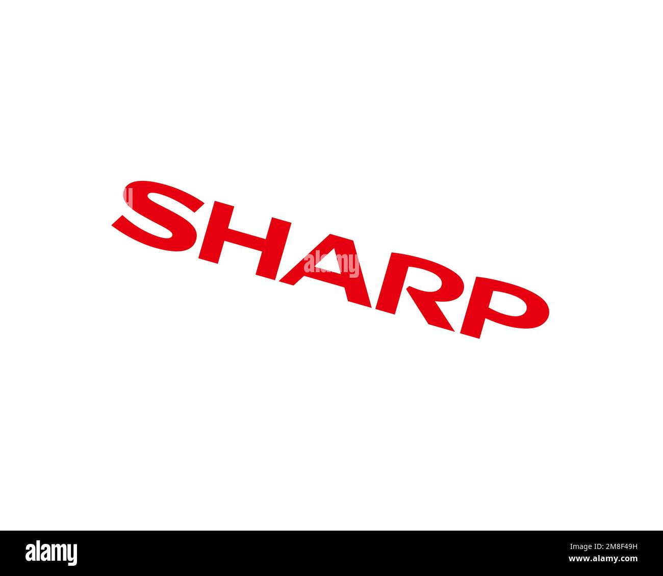 Sharp Corporation, rotated logo, white background B Stock Photo