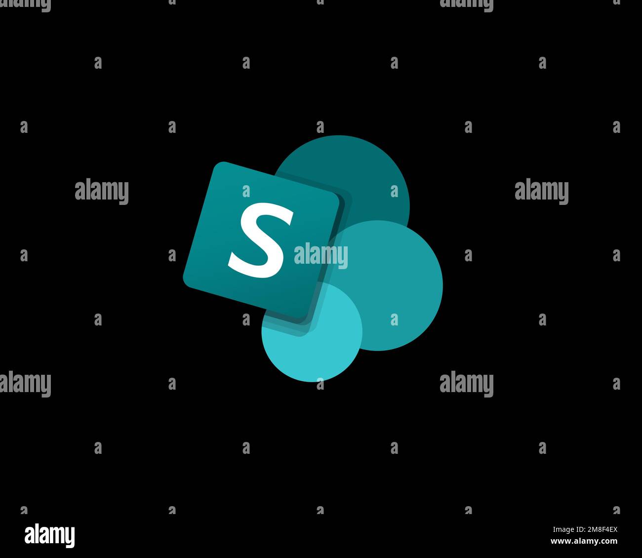 SharePoint, rotated logo, black background B Stock Photo Alamy