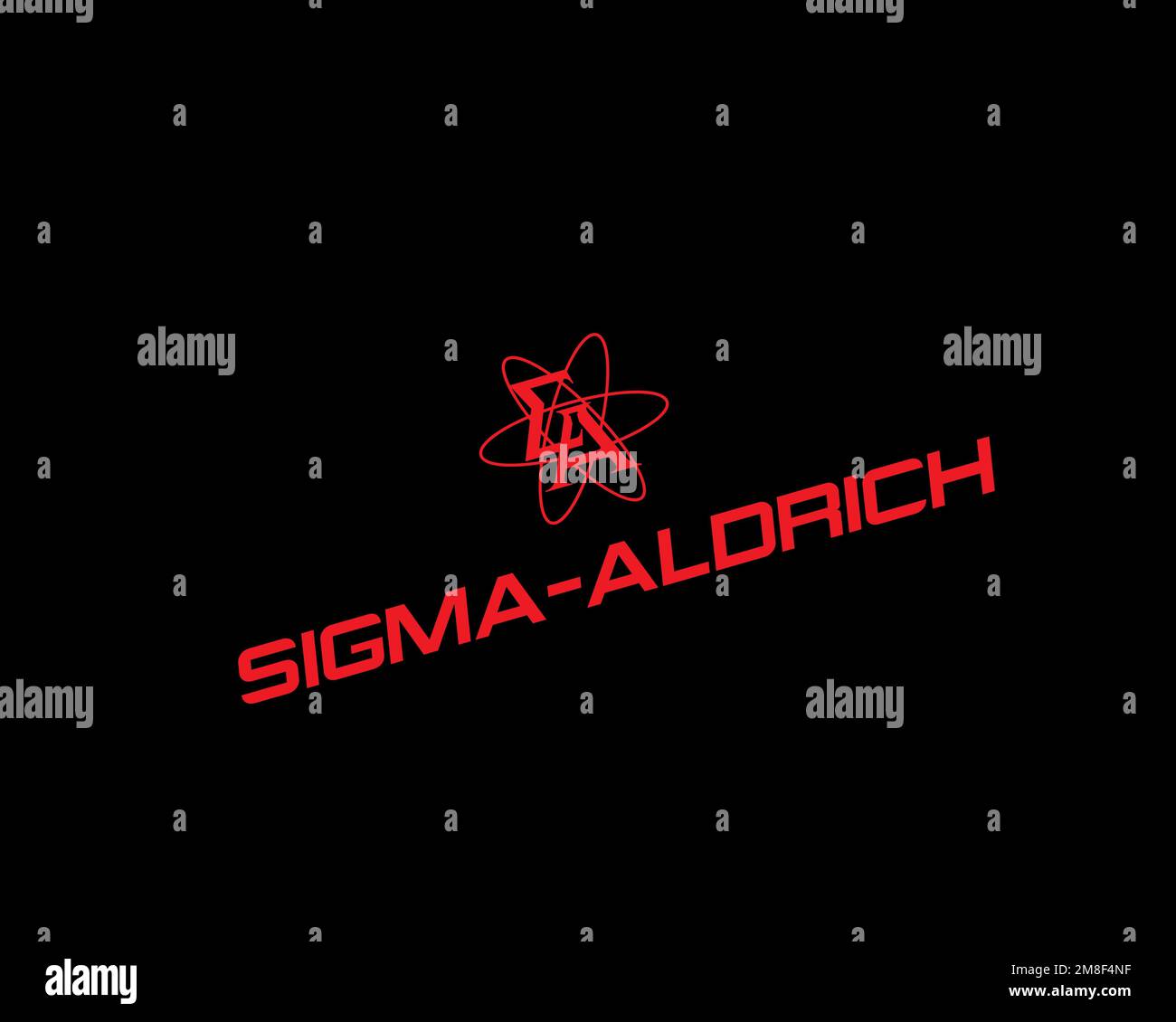 Sigma Aldrich, rotated logo, black background Stock Photo