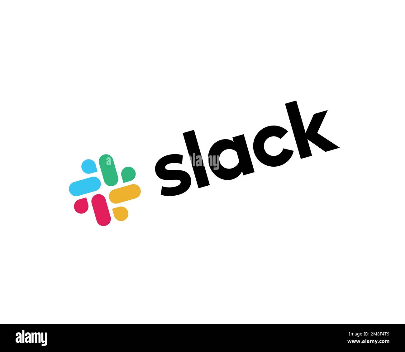 Slack Technologies, rotated logo, white background Stock Photo