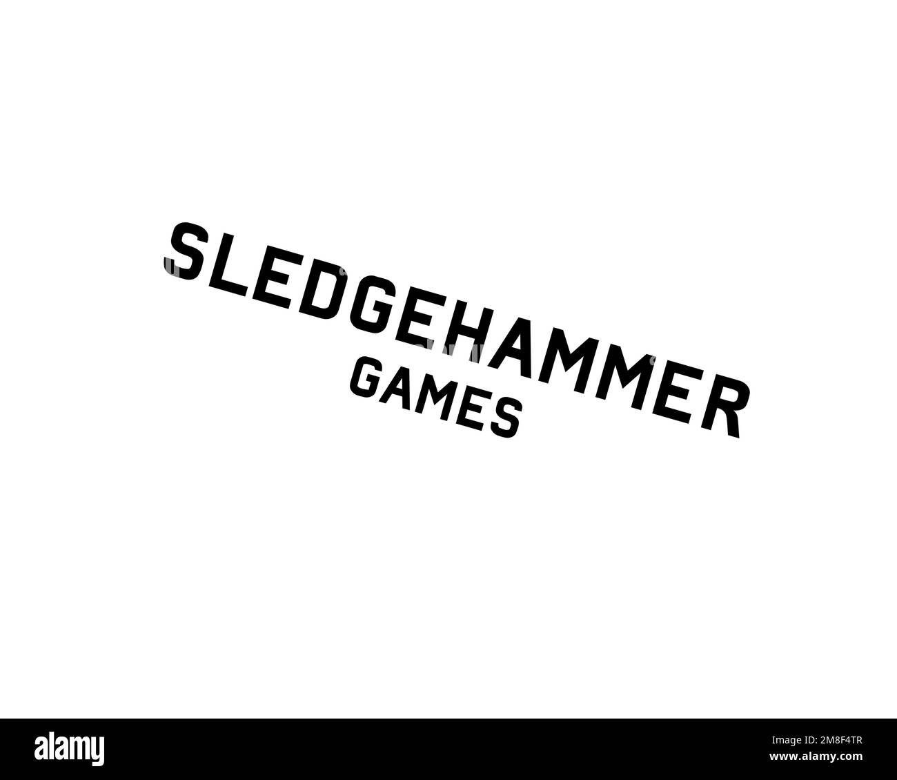 Sledgehammer Games, Rotated Logo, White Background B Stock Photo Alamy