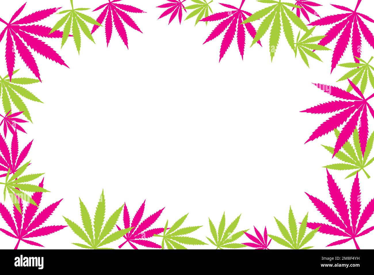 Green cannabis leafs frame with usable copy space in the middle Stock Vector