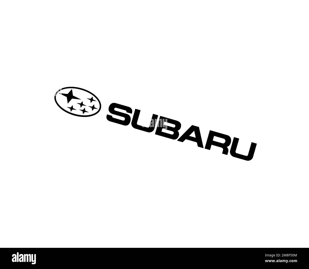 Subaru, Rotated Logo, White Background B Stock Photo