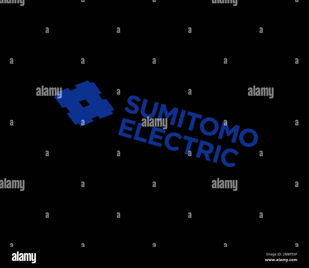 Sumitomo Electric Industries, rotated logo, black background B Stock