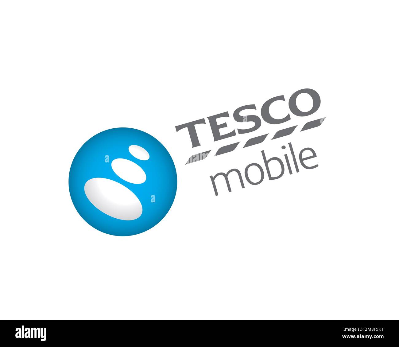 Tesco Mobile, rotated logo, white background Stock Photo