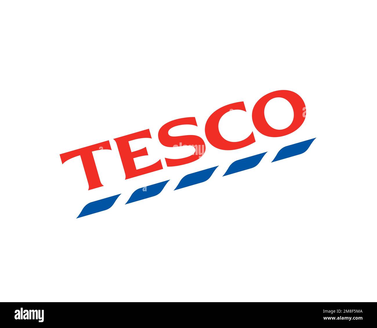 Tesco, rotated logo, white background Stock Photo