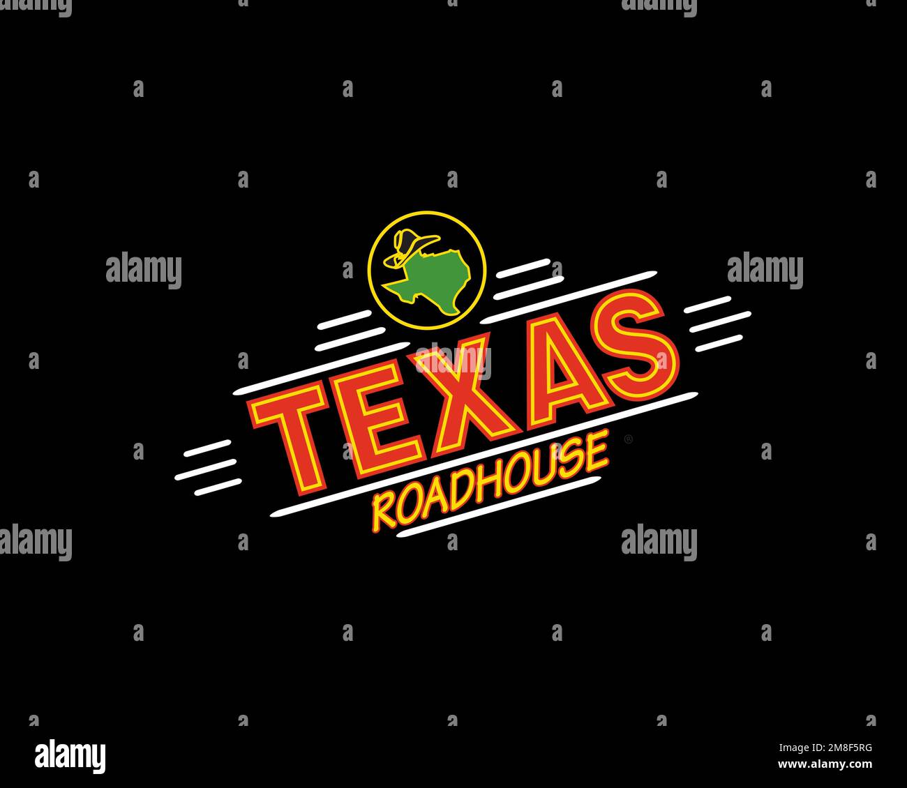 Texas Roadhouse, Rotated Logo, Black Background Stock Photo