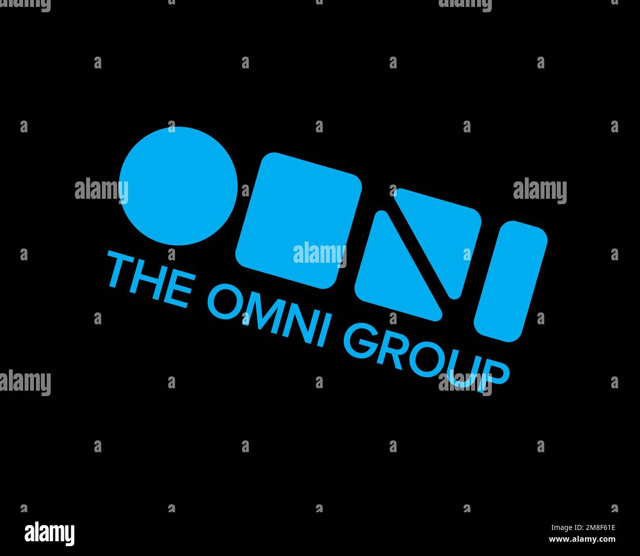 The Omni Group, rotated logo, black background B Stock Photo Alamy