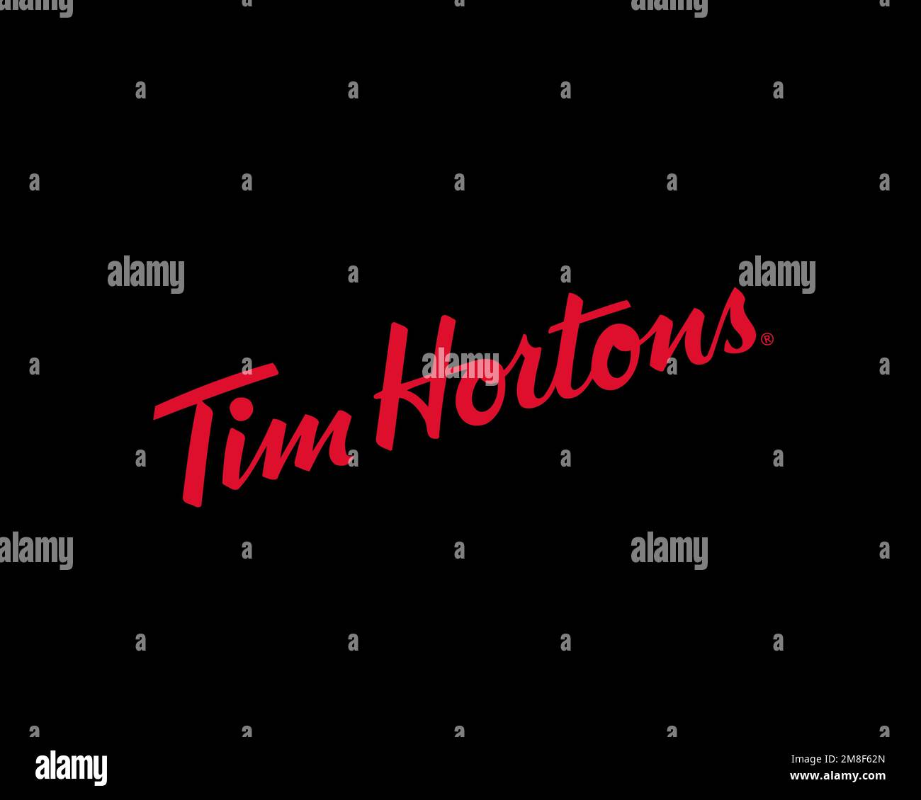 Tim Hortons, rotated logo, black background Stock Photo Alamy