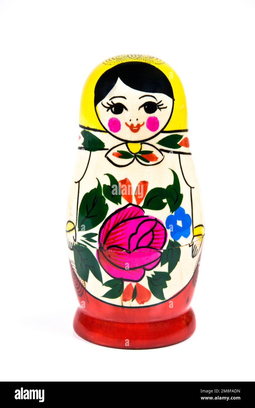 Russian traditional nesting wooden doll Stock Photo